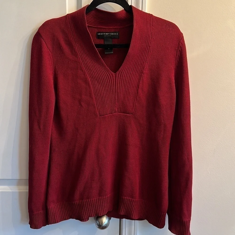 GEOFFREY Beene Sport Maroon Burgundy V-neck Sweater